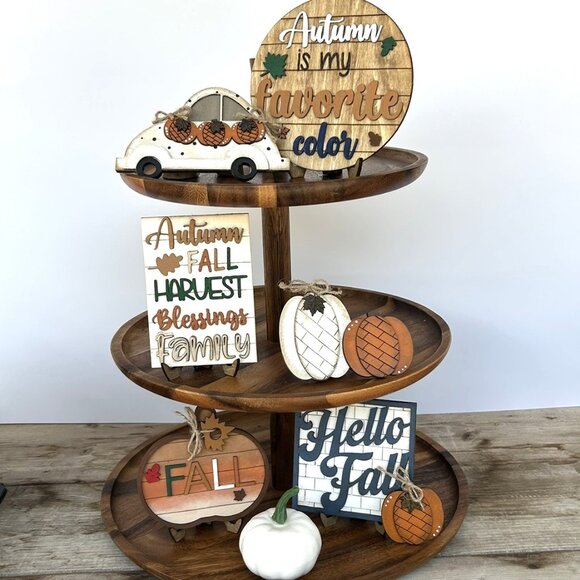 Handmade Autumn Is My Favorite Color - Fall Tiered Tray Decor - Picture 1 of 13